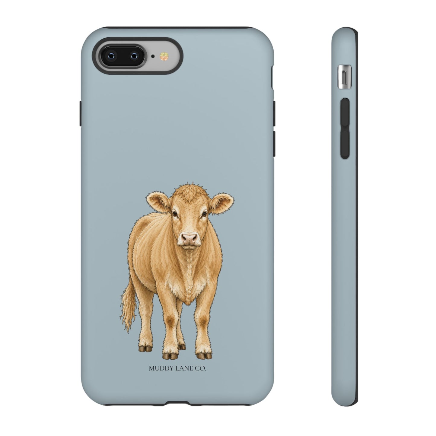 Farm Cow Tough Phone Case in Dusty Blue Matte