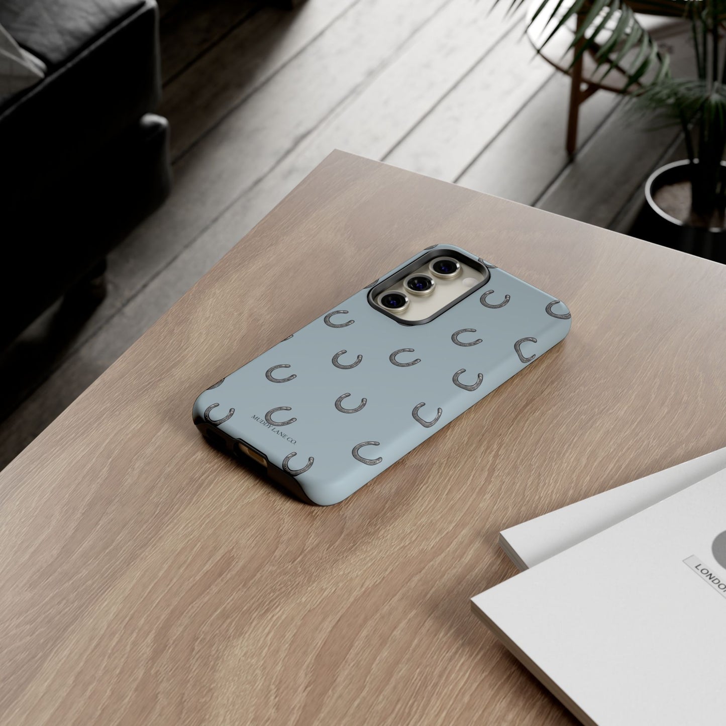 Horseshoe Pattern Tough Phone Case in Dusty Blue Matte