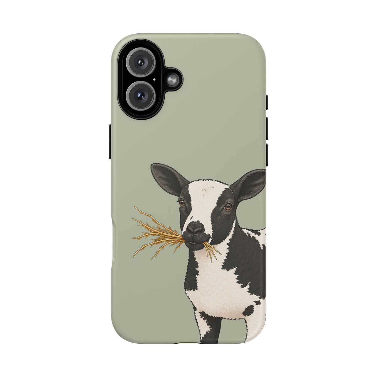 Dutch Spotted Sheep Close-Up Tough Phone Case in Light Sage Matte