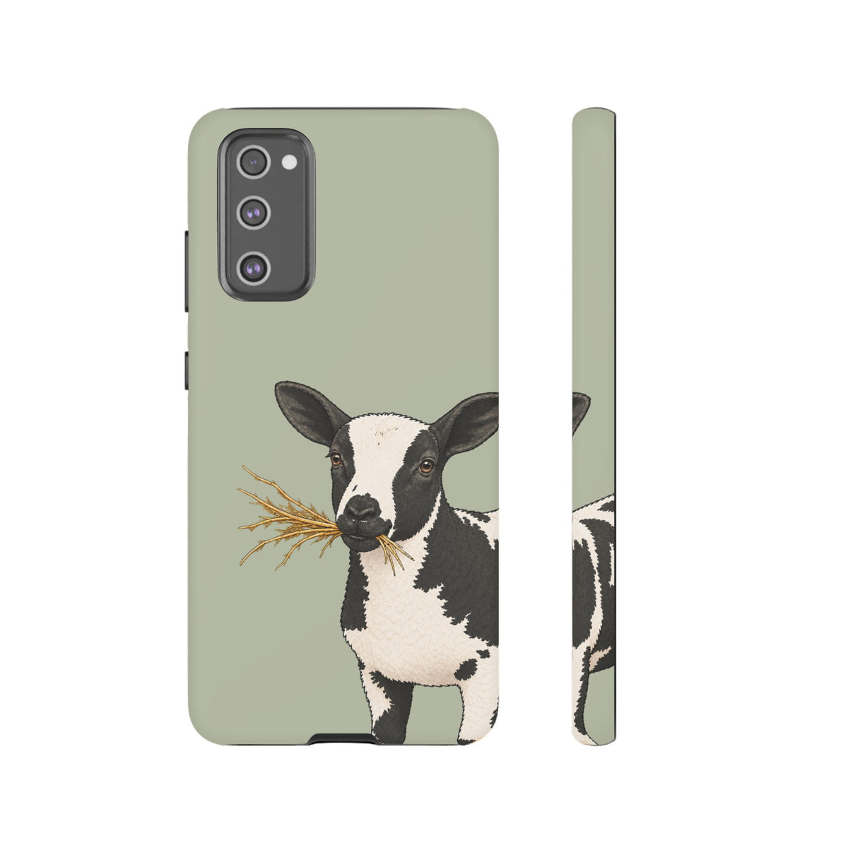 Dutch Spotted Sheep Close-Up Tough Phone Case in Light Sage Matte