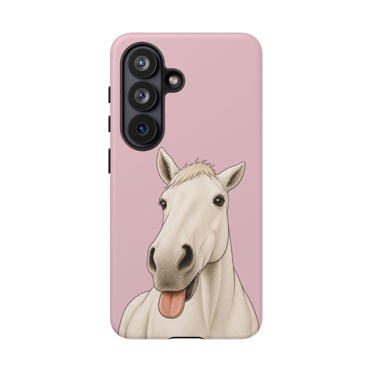 Silly White Horse Tough Phone Case in Soft Rosette Pink Matte