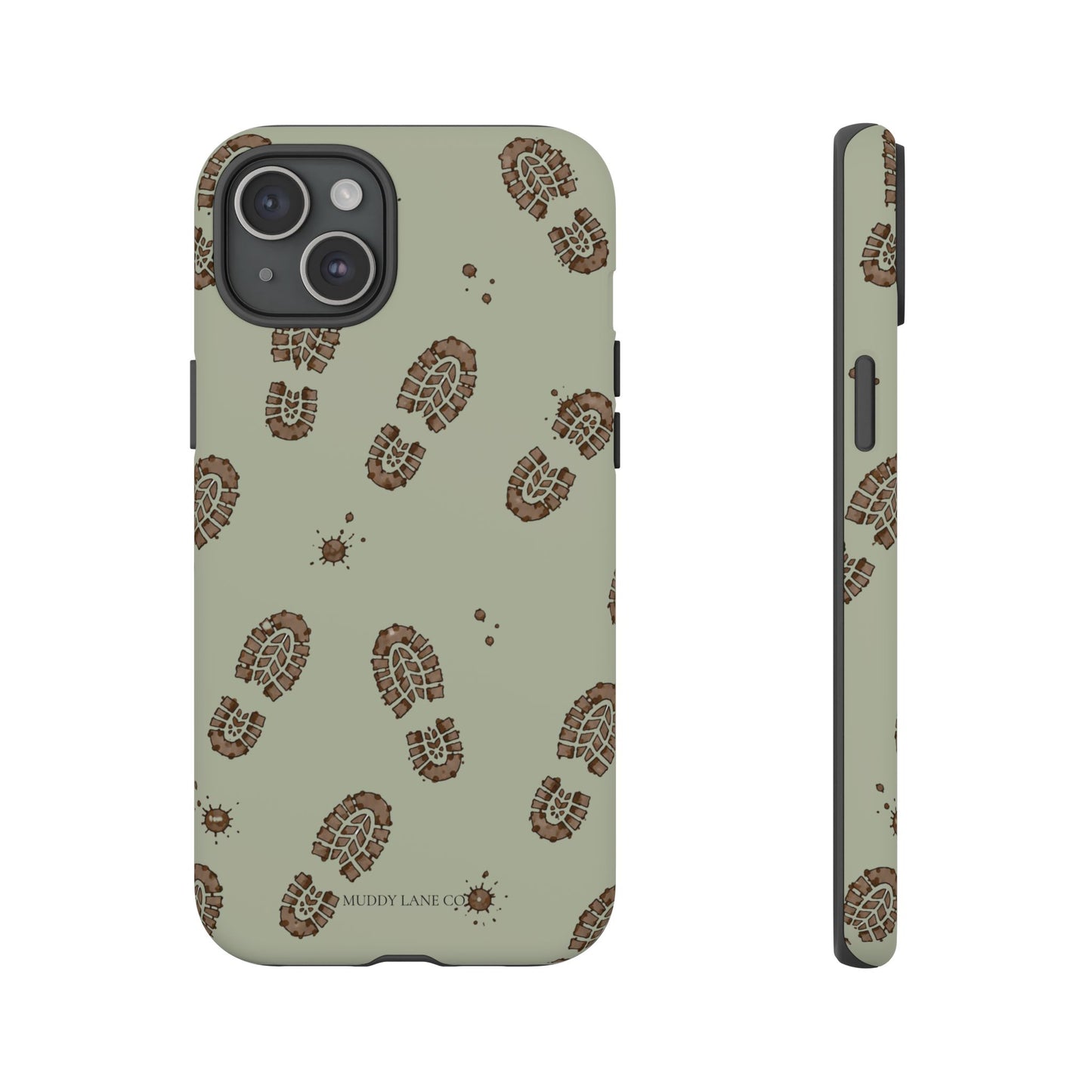Muddy Boot Print Tough Phone Case in Light Sage Matte