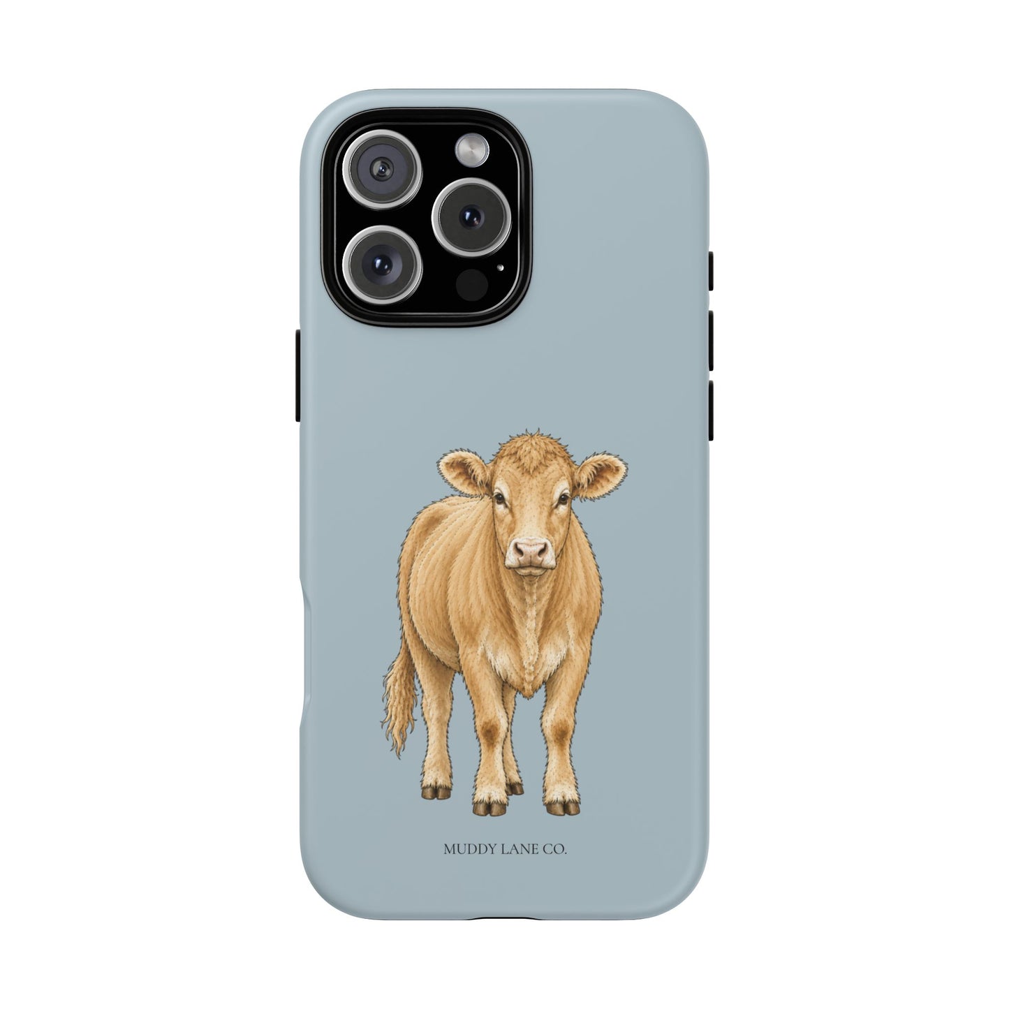 Farm Cow Tough Phone Case in Dusty Blue Matte
