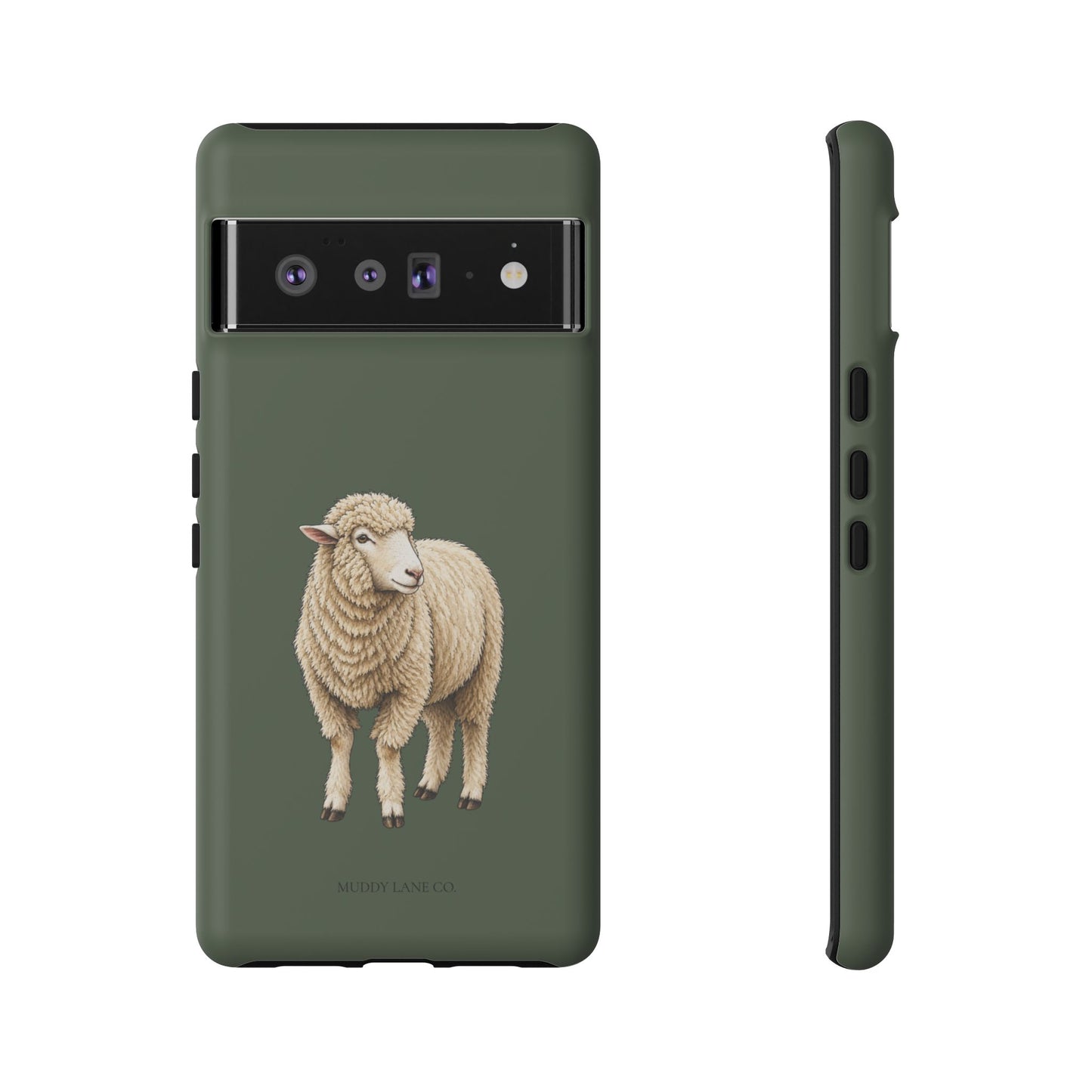 Sheep Tough Phone Case in Forest Green Matte