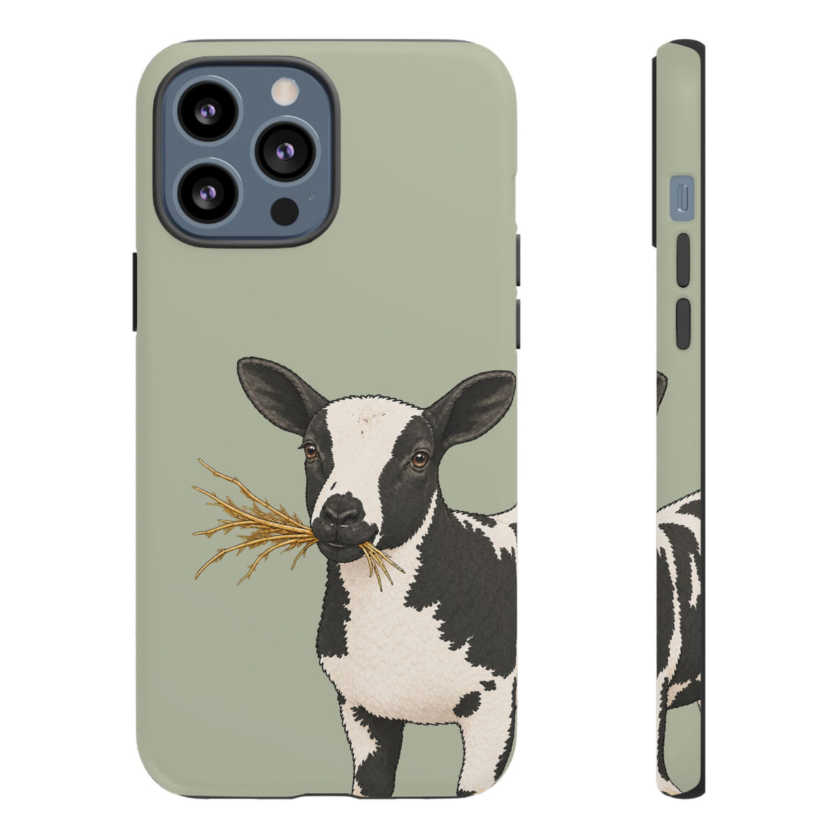 Dutch Spotted Sheep Close-Up Tough Phone Case in Light Sage Matte