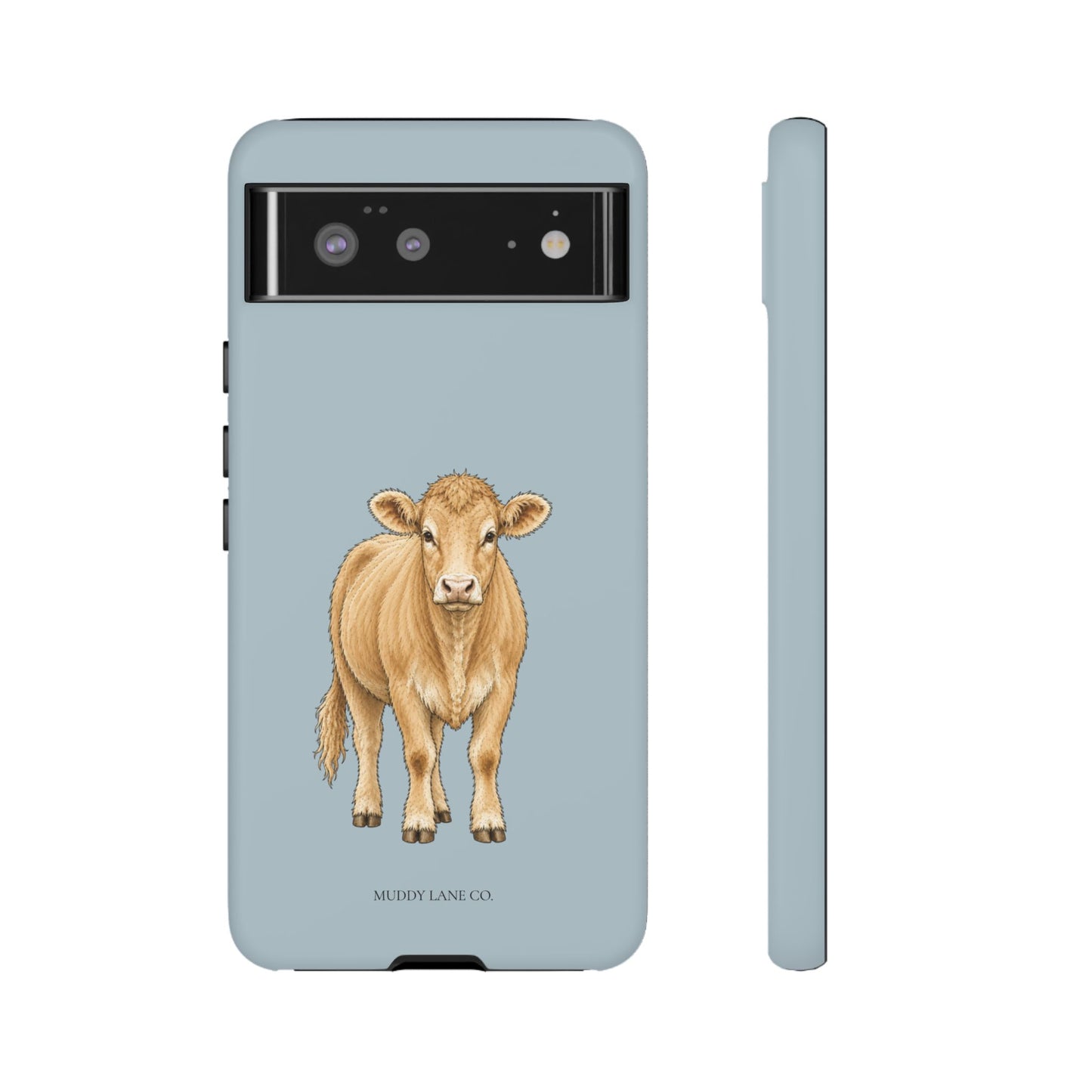 Farm Cow Tough Phone Case in Dusty Blue Matte