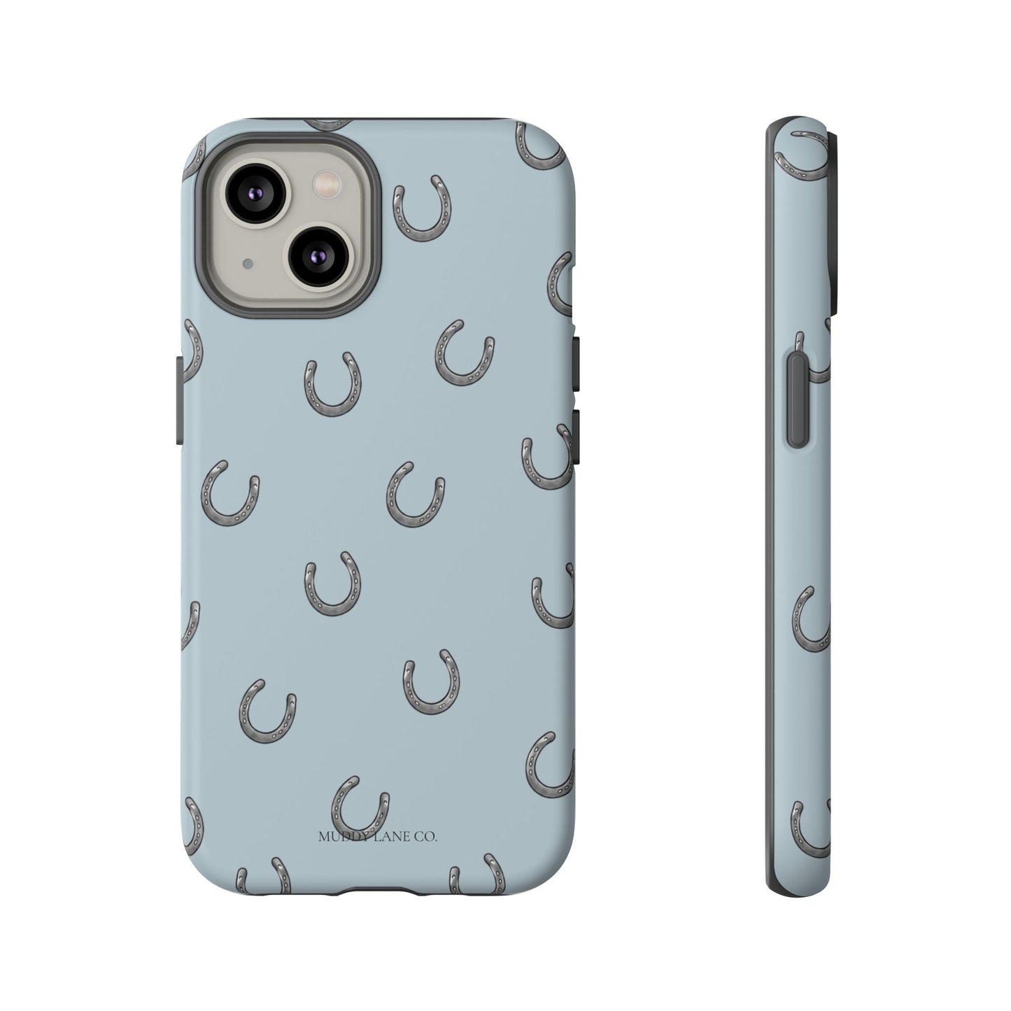 Horseshoe Pattern Tough Phone Case in Dusty Blue Matte