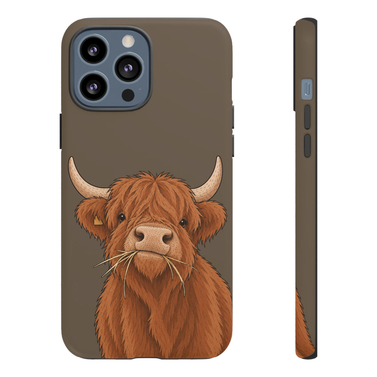 Highland Cow Close-Up Tough Phone Case in Taupe Brown Matte