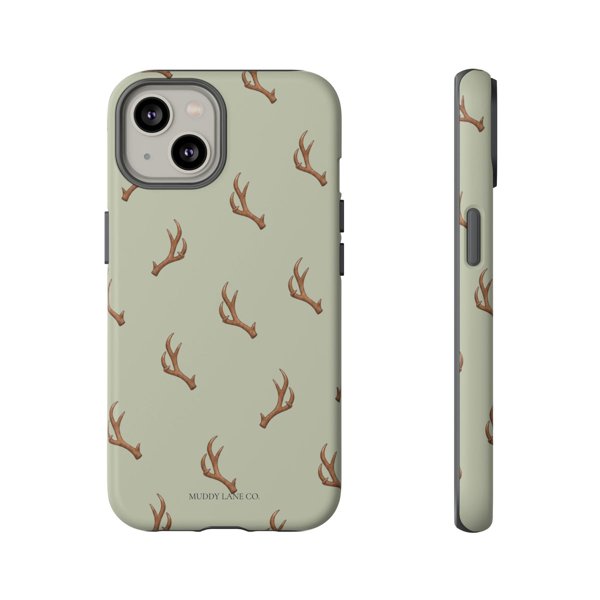 Antler Pattern Tough Phone Case in Light Sage Matte