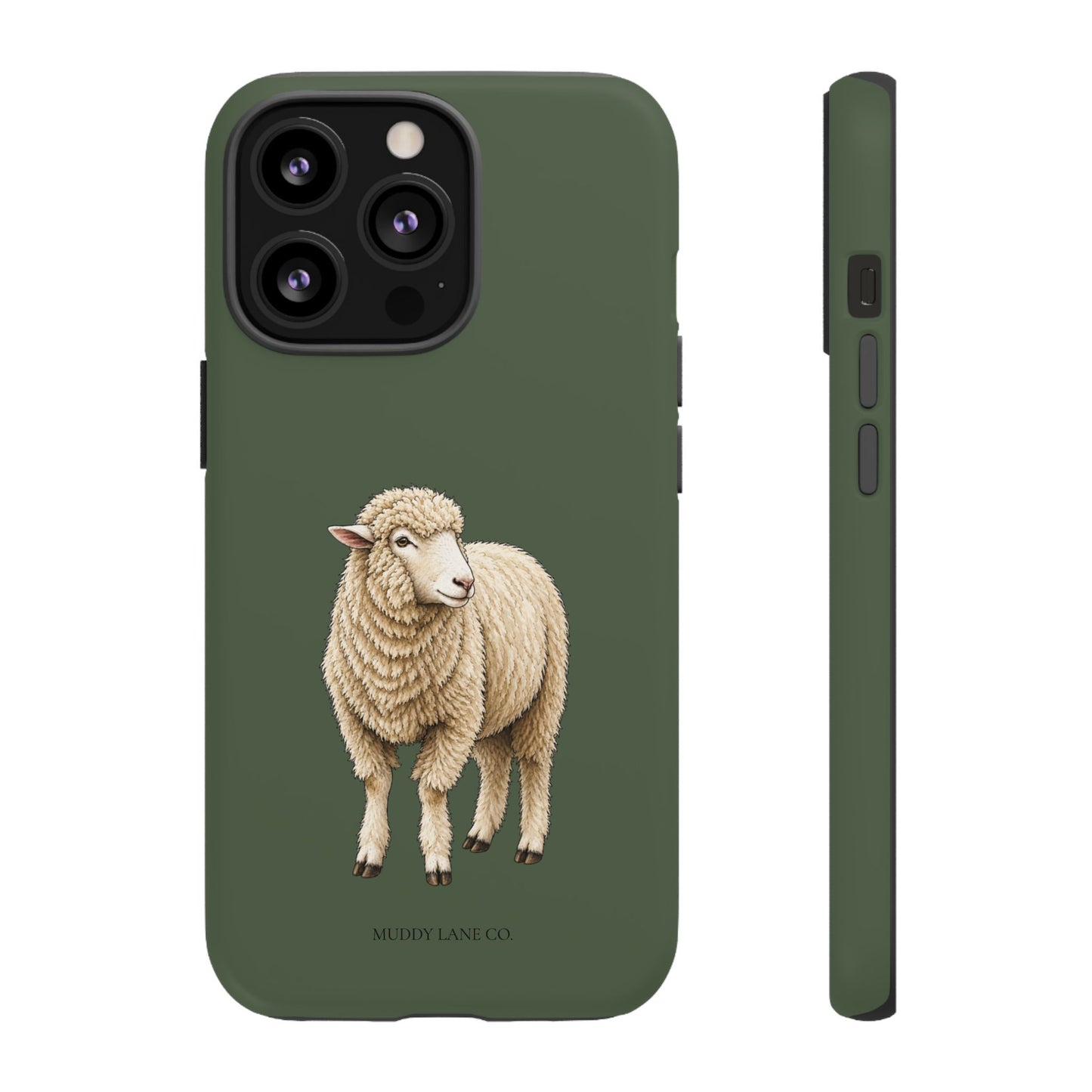 Sheep Tough Phone Case in Forest Green Matte