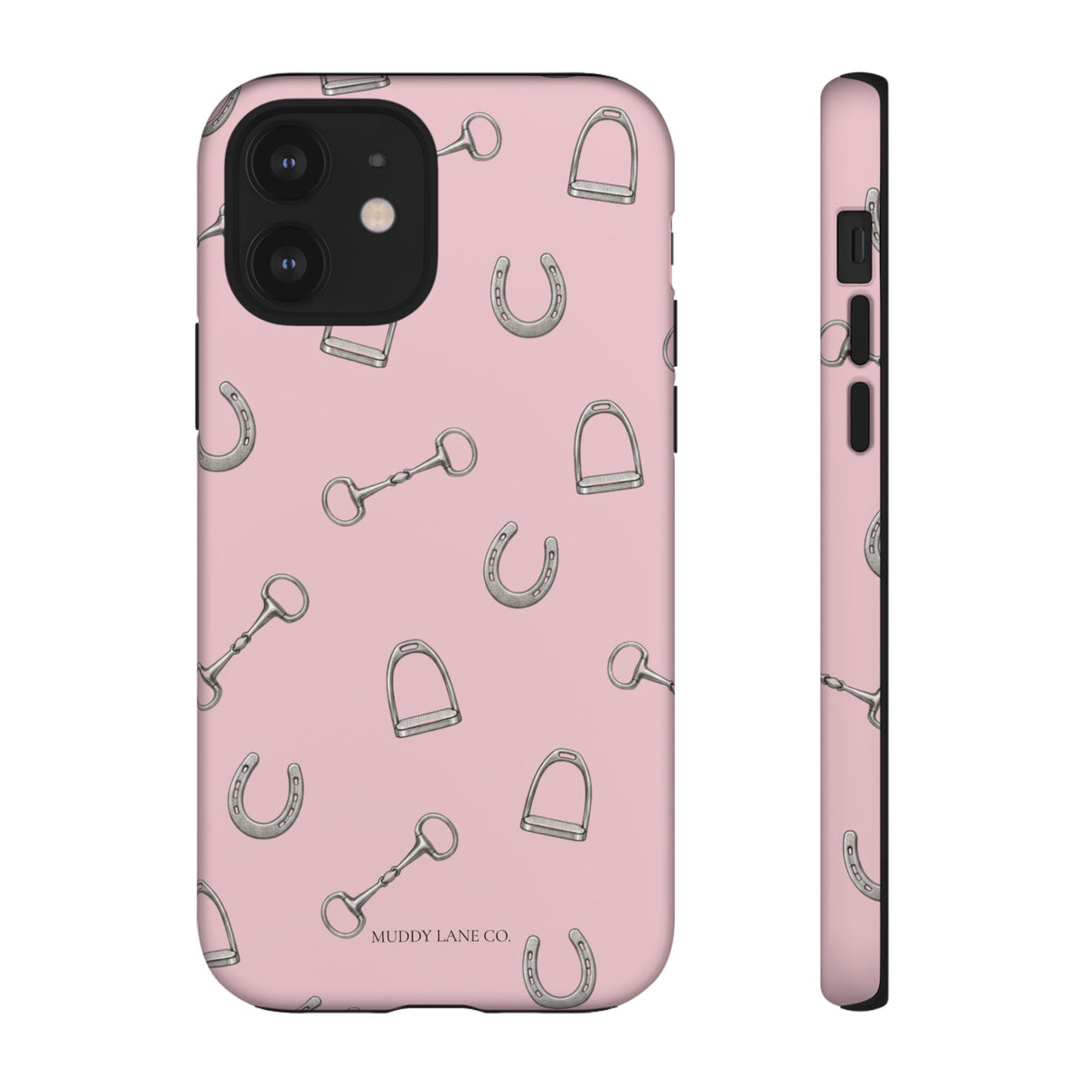 Tack Room Pattern Tough Phone Case in Soft Rosette Pink Matte