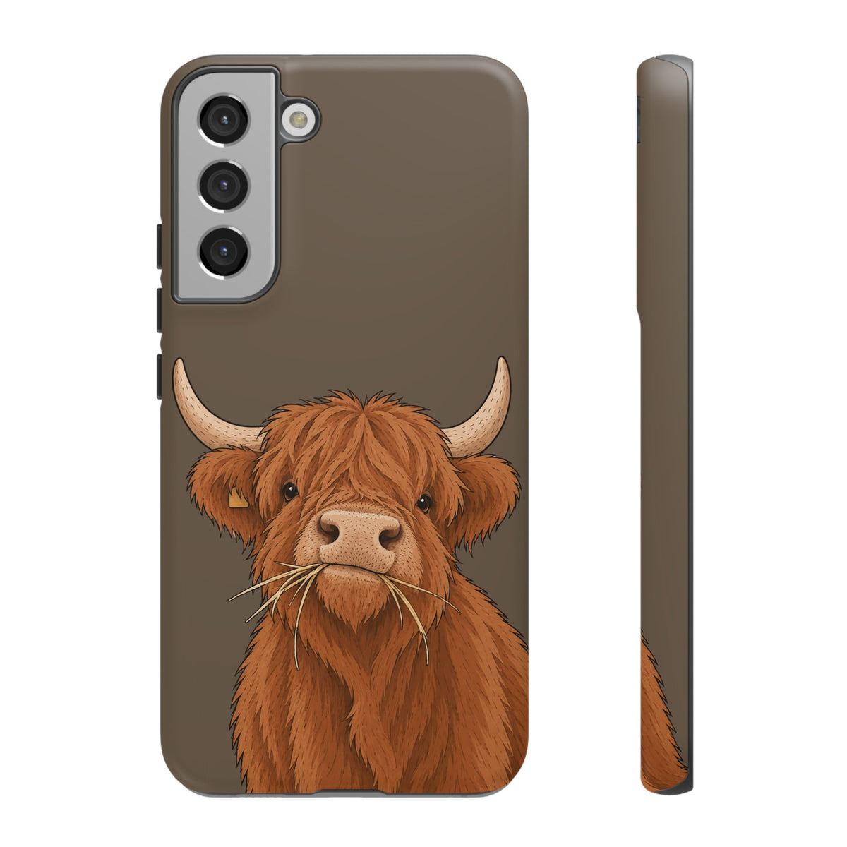 Highland Cow Close-Up Tough Phone Case in Taupe Brown Matte