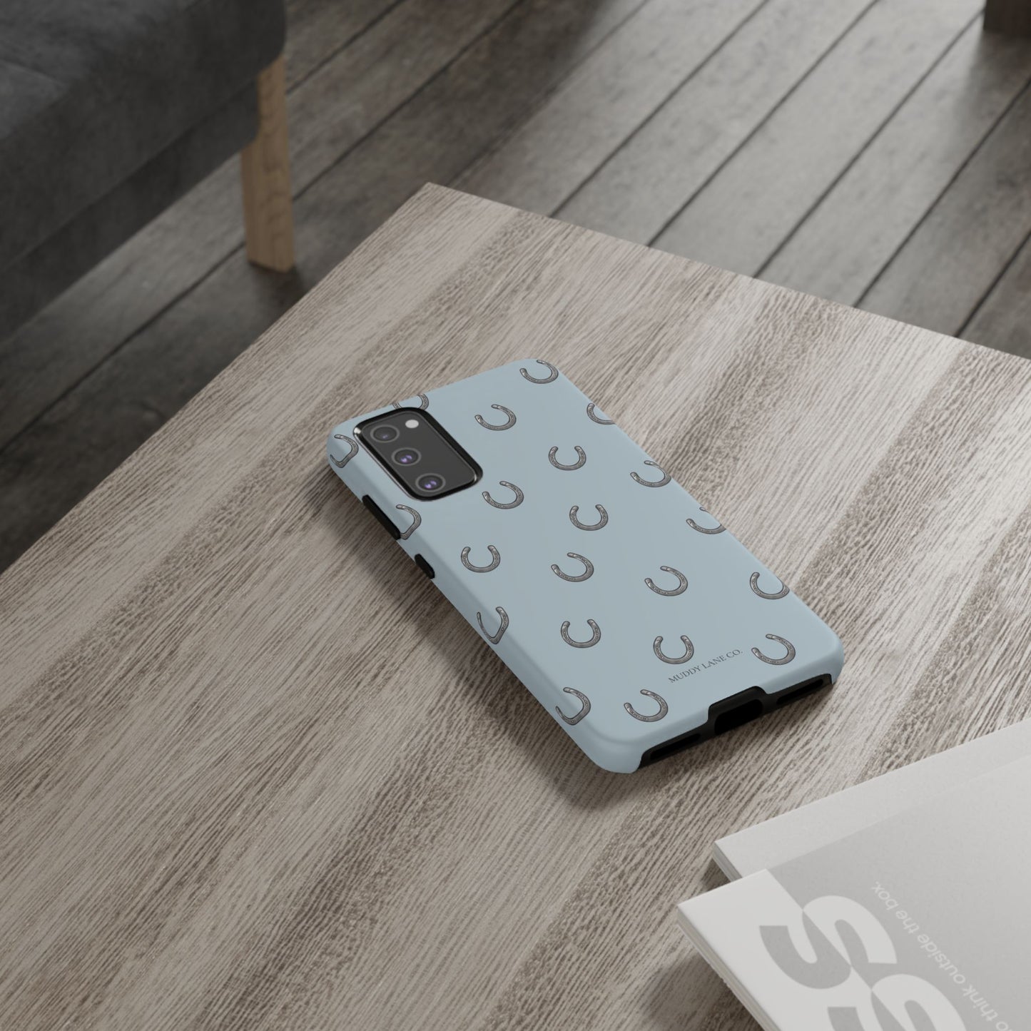 Horseshoe Pattern Tough Phone Case in Dusty Blue Matte