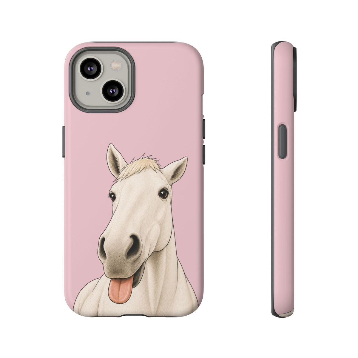 Silly White Horse Tough Phone Case in Soft Rosette Pink Matte