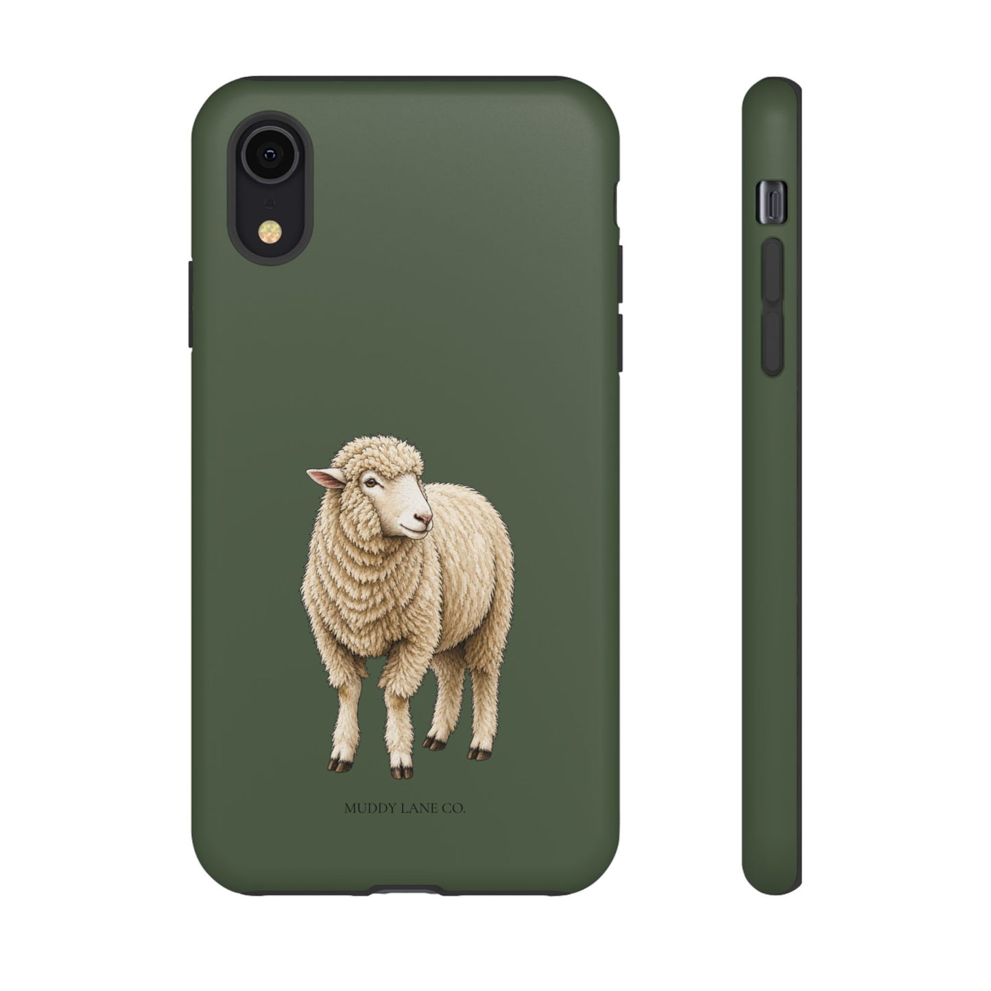 Sheep Tough Phone Case in Forest Green Matte