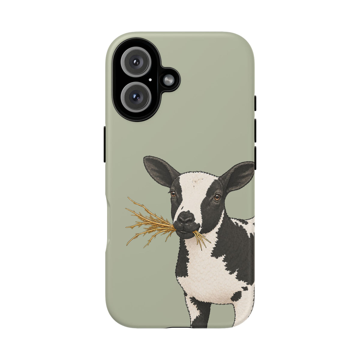 Dutch Spotted Sheep Close-Up Tough Phone Case in Light Sage Matte