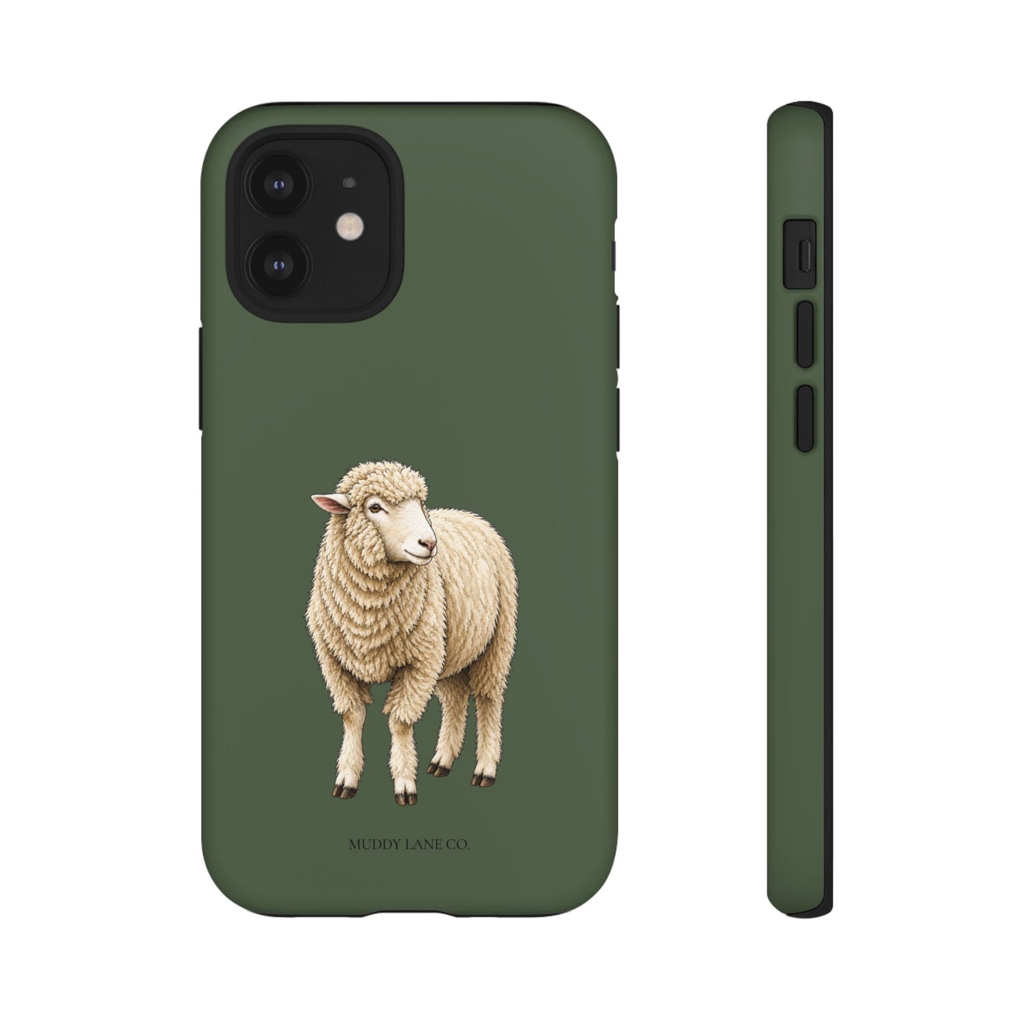 Sheep Tough Phone Case in Forest Green Matte