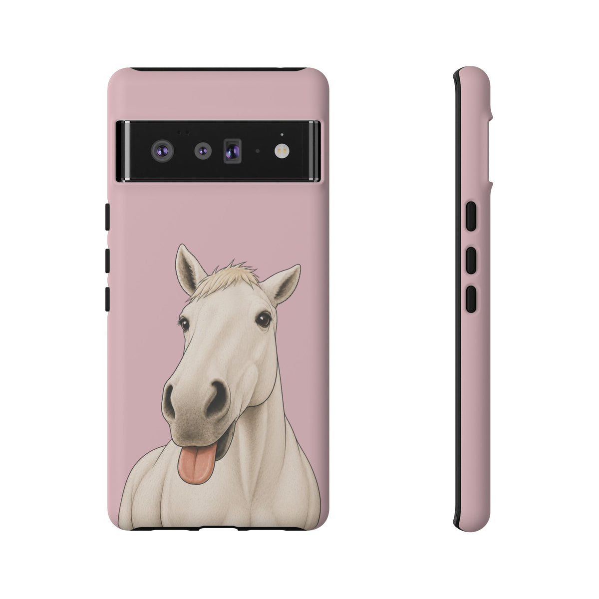 Silly White Horse Tough Phone Case in Soft Rosette Pink Matte