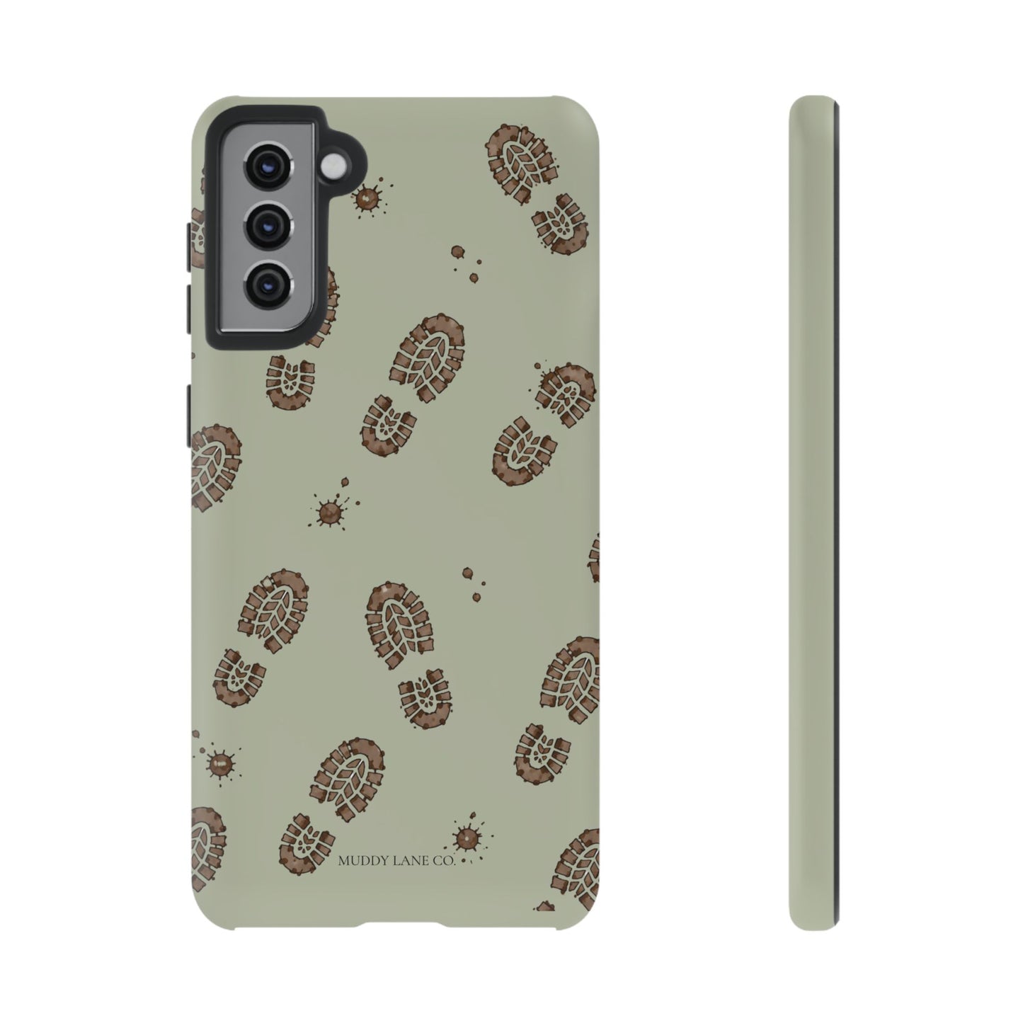 Muddy Boot Print Tough Phone Case in Light Sage Matte