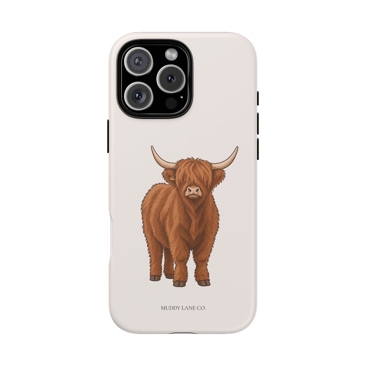 Highland Cow Tough Phone Case in Warm Cream Matte