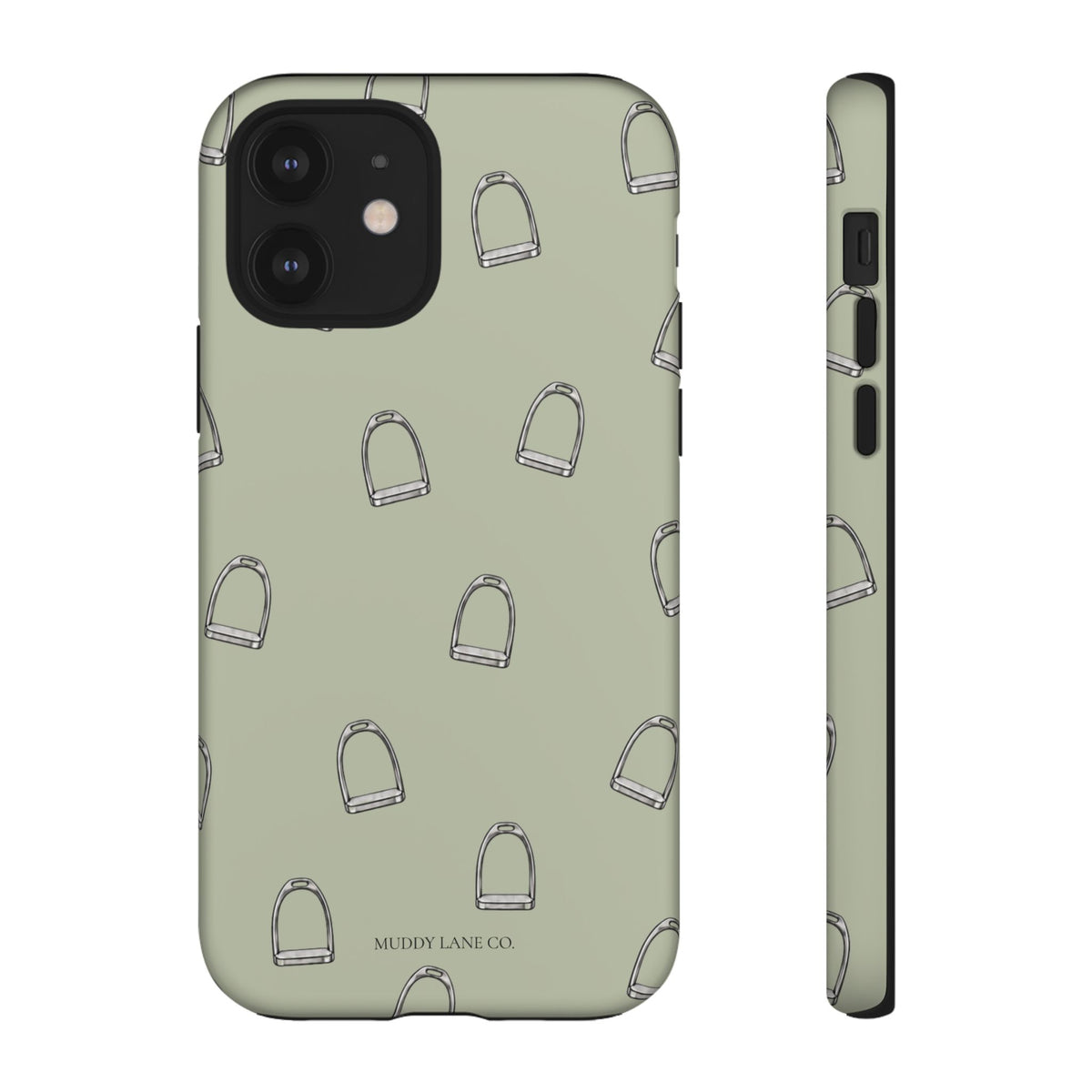 Stirrup Pattern Tough Phone Case in Light Sage Matte