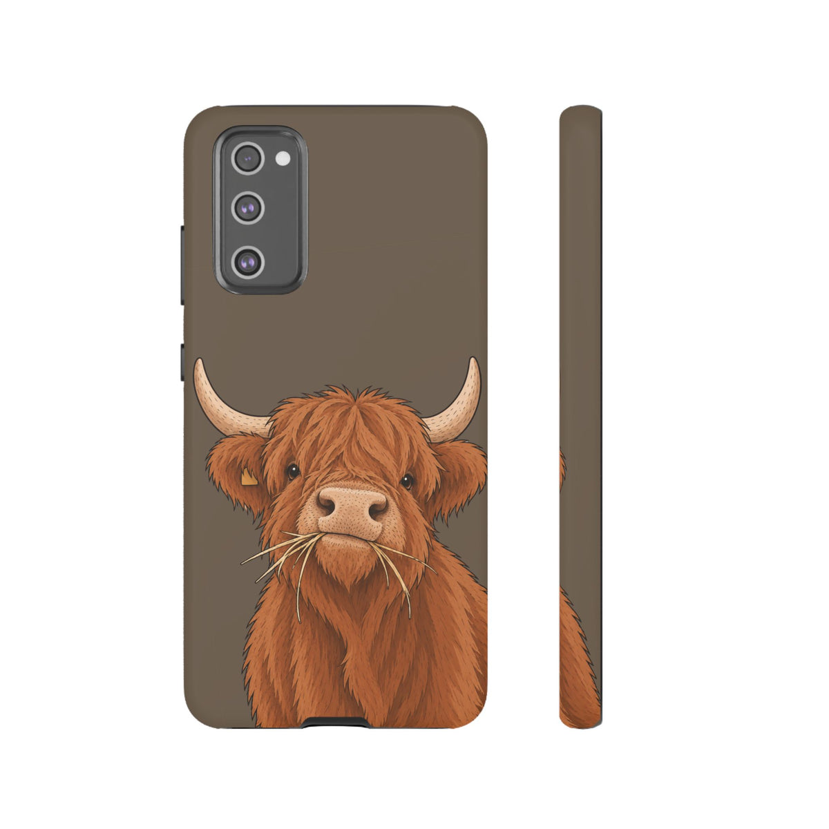 Highland Cow Close-Up Tough Phone Case in Taupe Brown Matte