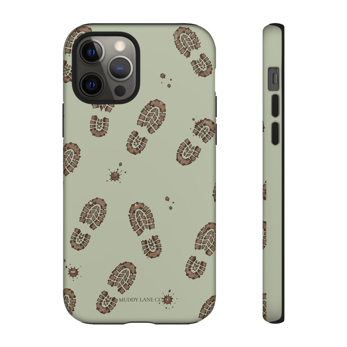 Muddy Boot Print Tough Phone Case in Light Sage Matte