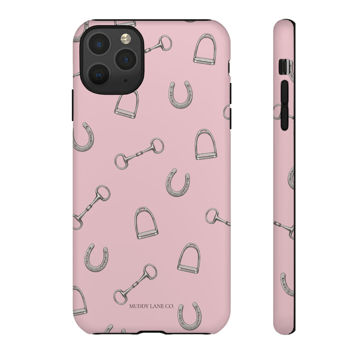 Tack Room Pattern Tough Phone Case in Soft Rosette Pink Matte