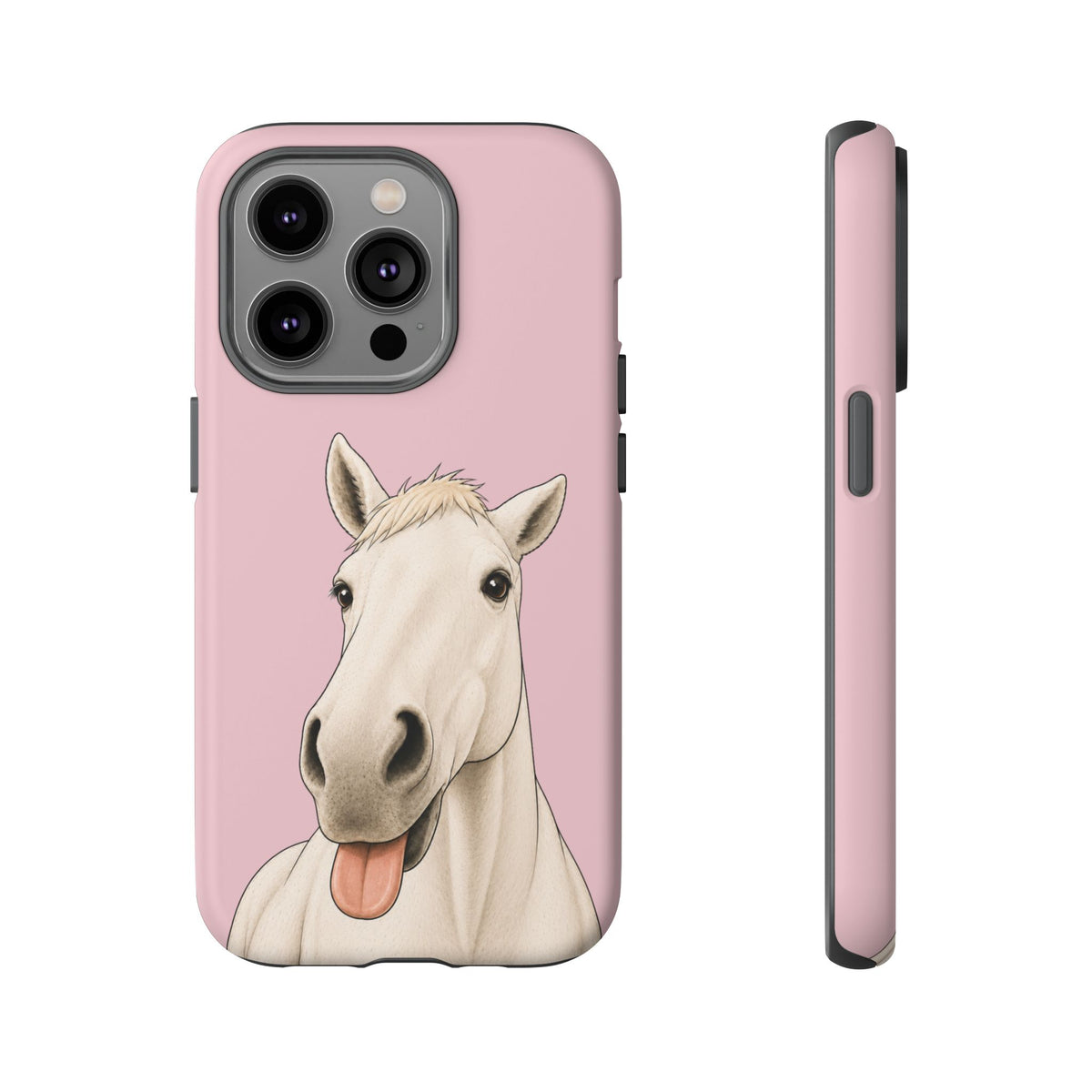 Silly White Horse Tough Phone Case in Soft Rosette Pink Matte