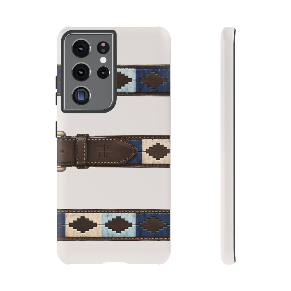 Country Belt Pattern Tough Phone Case in Warm Cream Matte
