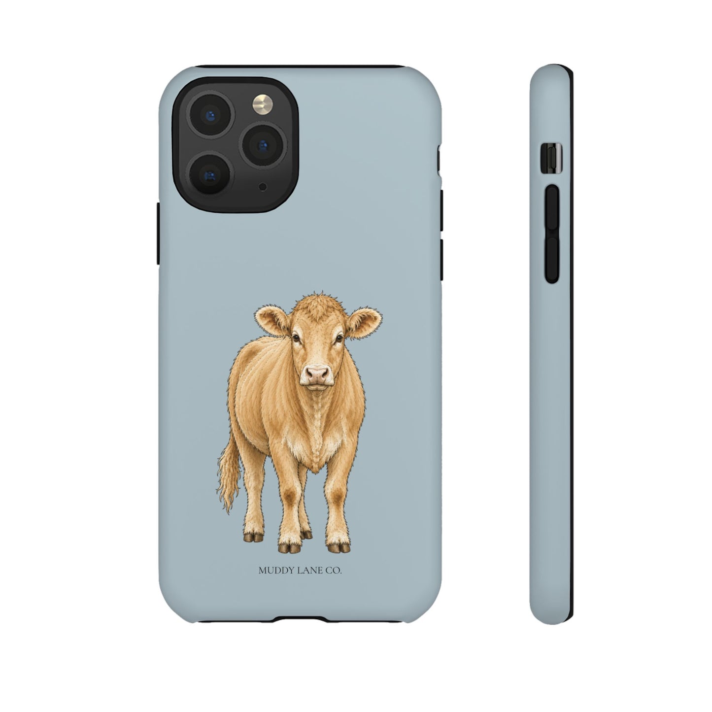 Farm Cow Tough Phone Case in Dusty Blue Matte