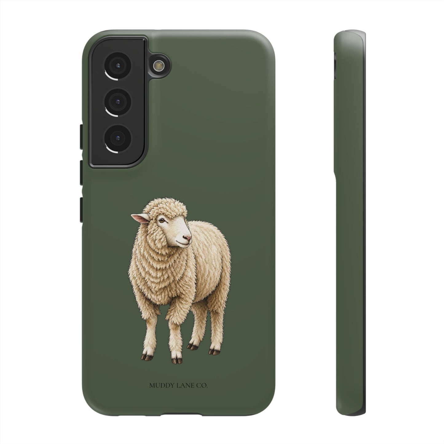 Sheep Tough Phone Case in Forest Green Matte