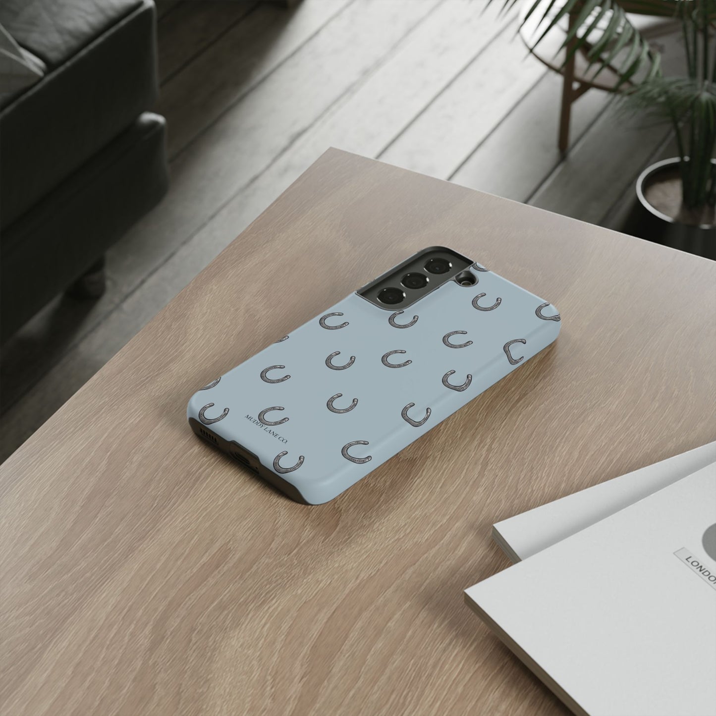 Horseshoe Pattern Tough Phone Case in Dusty Blue Matte