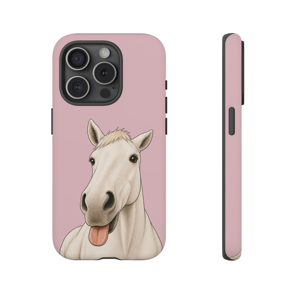 Silly White Horse Tough Phone Case in Soft Rosette Pink Matte