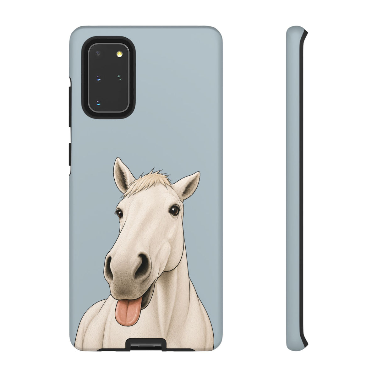 Silly White Horse Tough Phone Case in Dusty Blue Matte