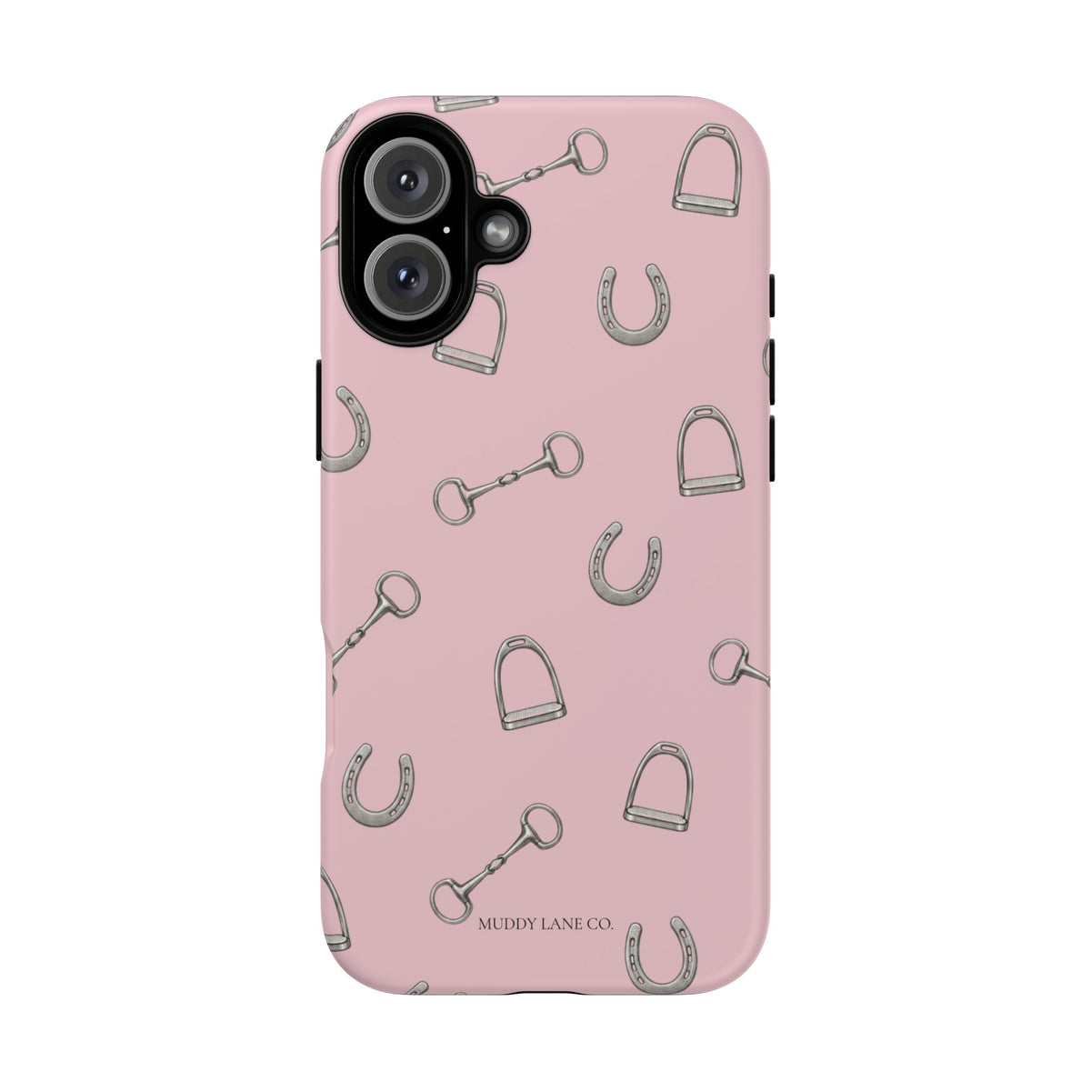 Tack Room Pattern Tough Phone Case in Soft Rosette Pink Matte