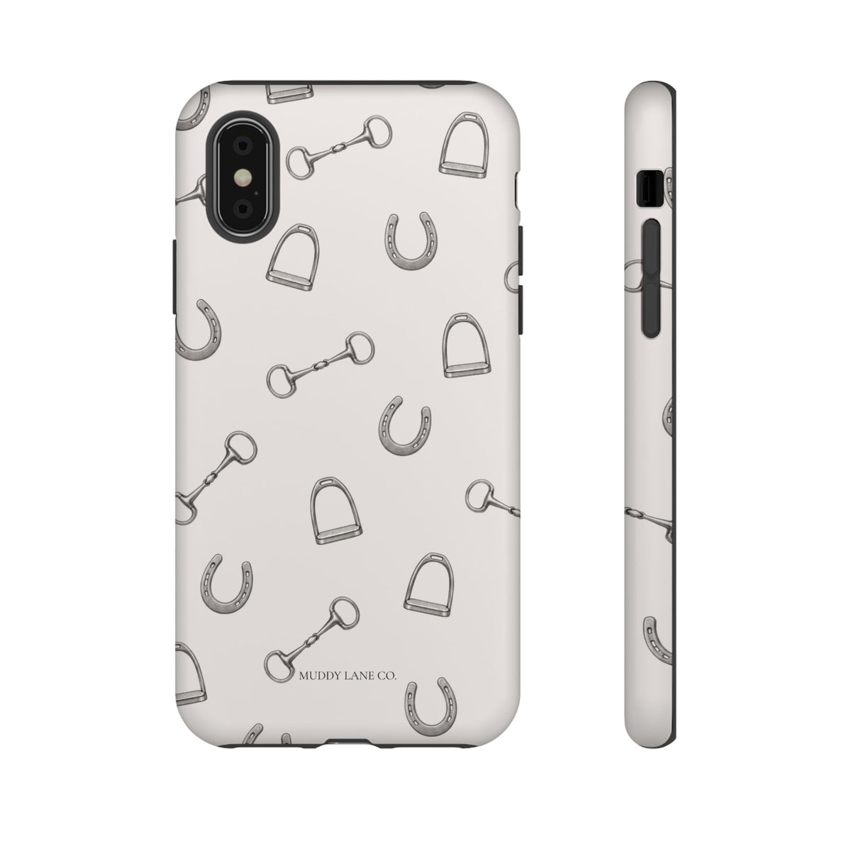 Tack Room Pattern Tough Phone Case in Warm Cream Matte