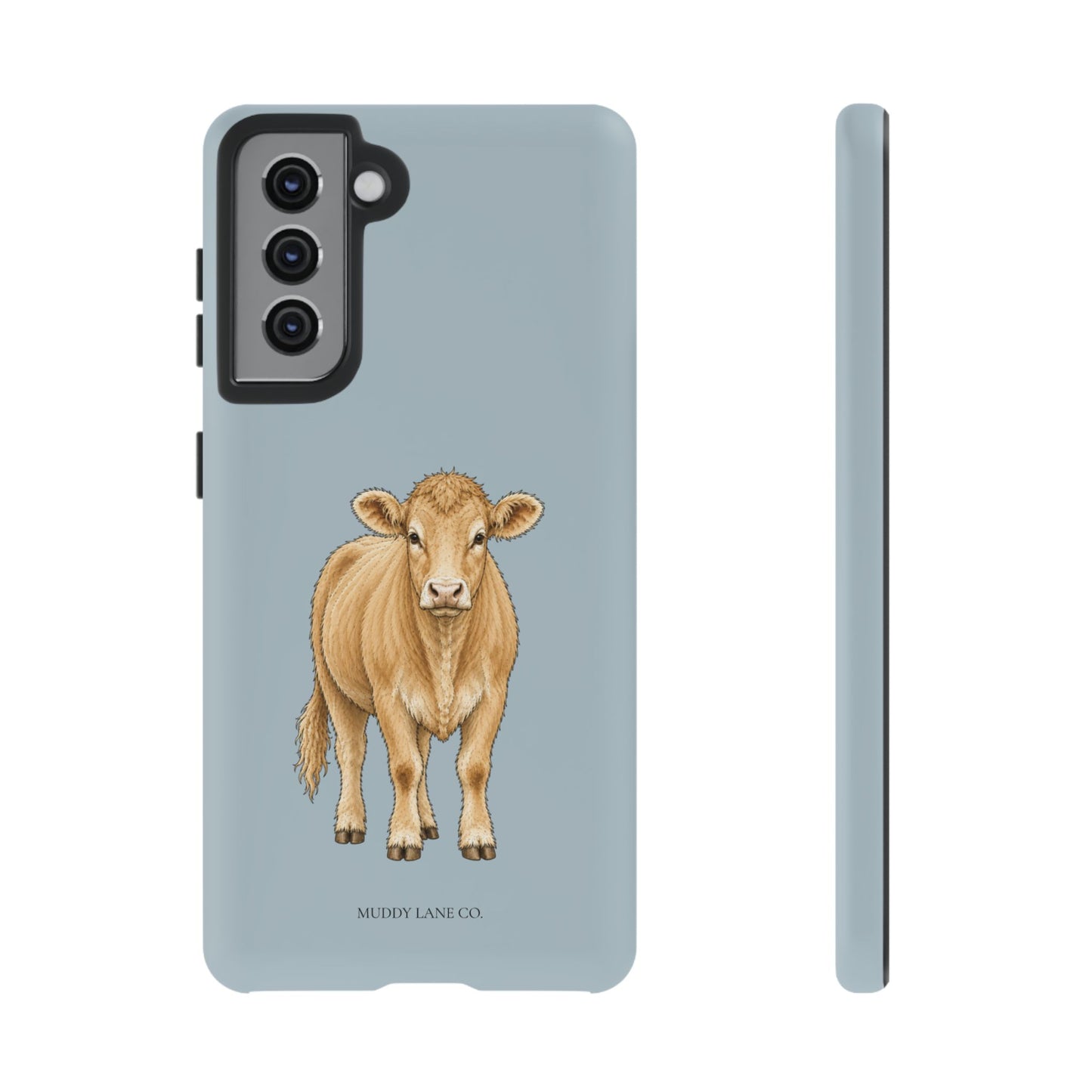 Farm Cow Tough Phone Case in Dusty Blue Matte