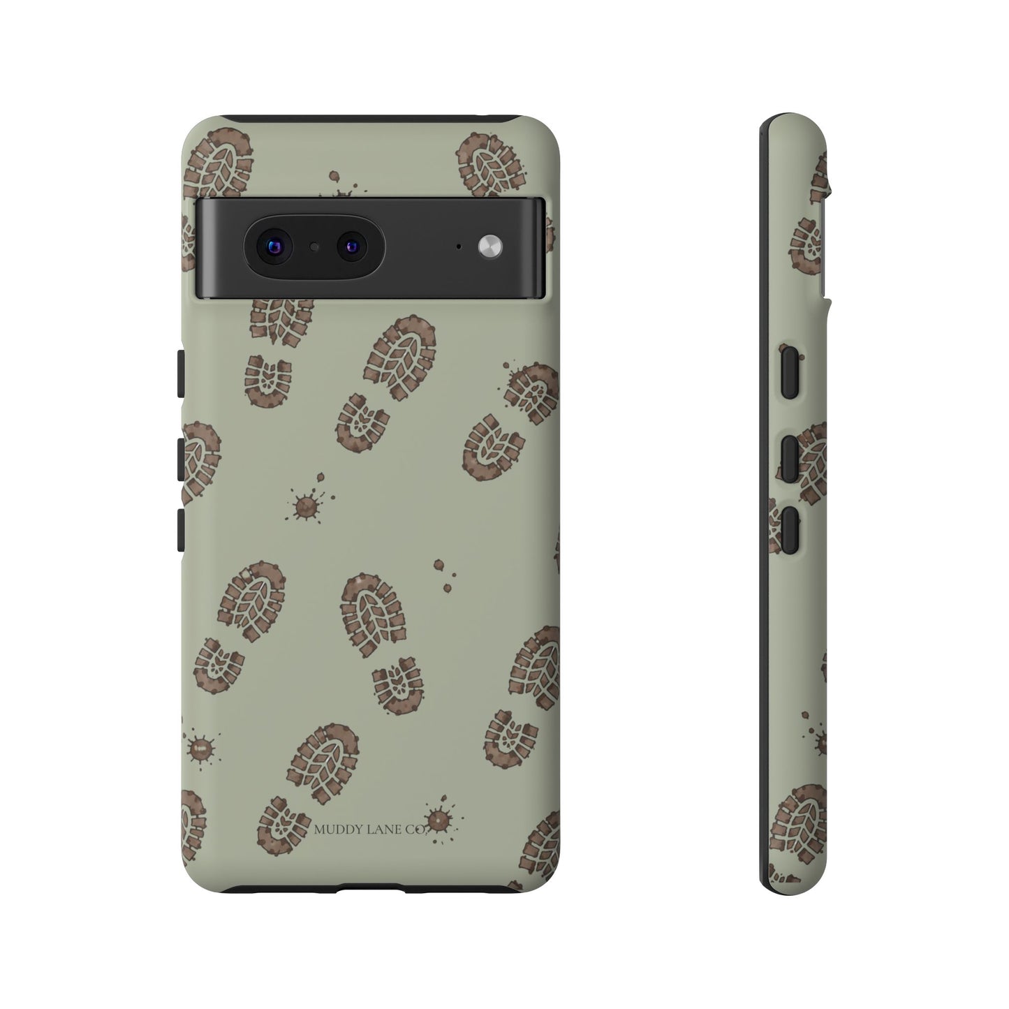 Muddy Boot Print Tough Phone Case in Light Sage Matte
