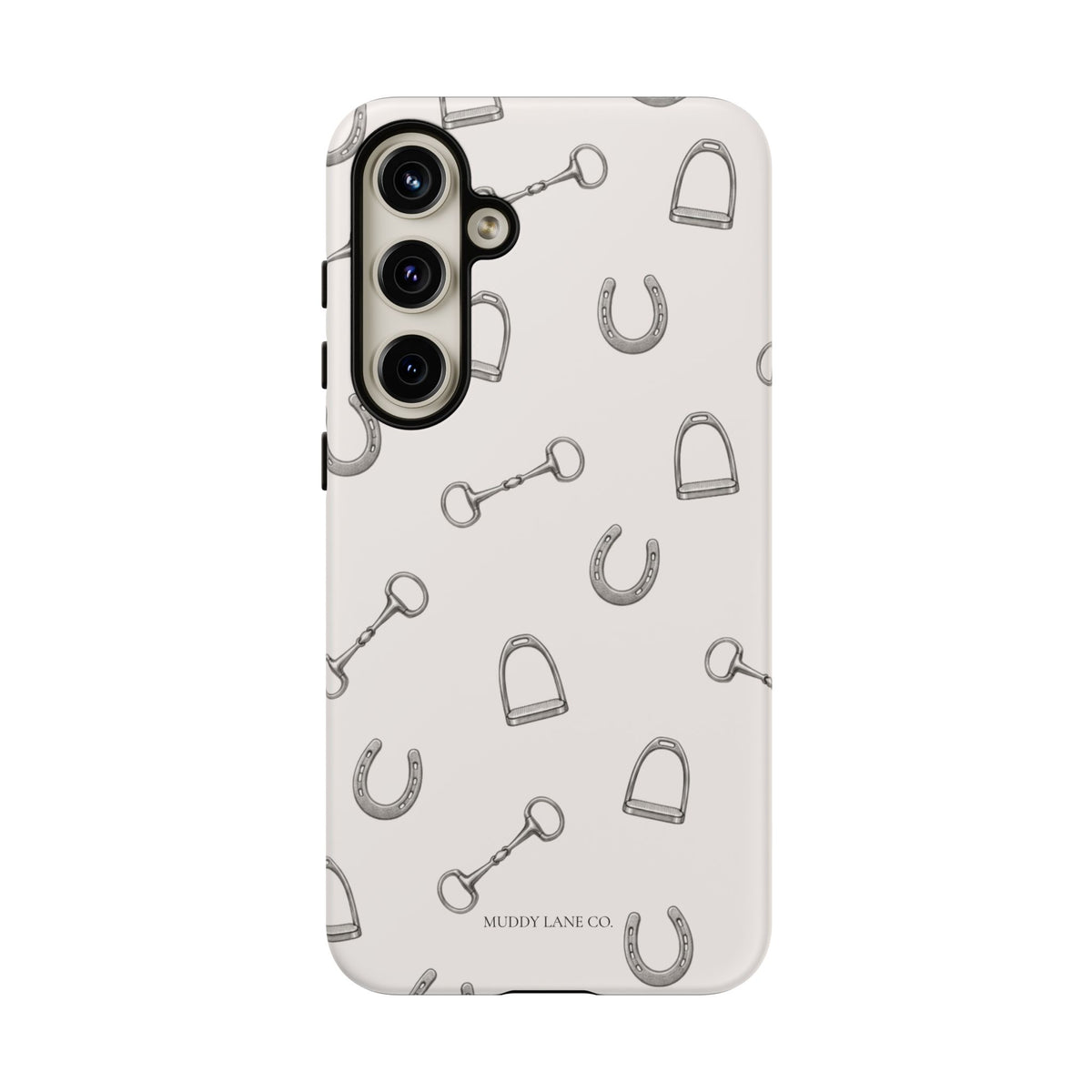 Tack Room Pattern Tough Phone Case in Warm Cream Matte