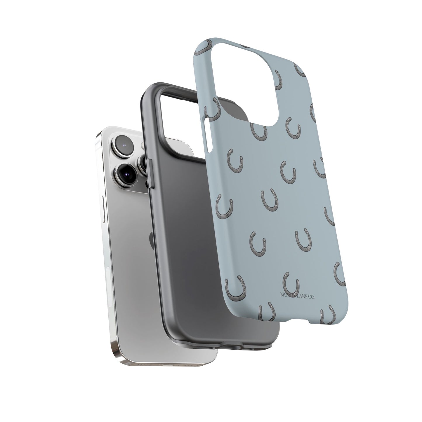 Horseshoe Pattern Tough Phone Case in Dusty Blue Matte