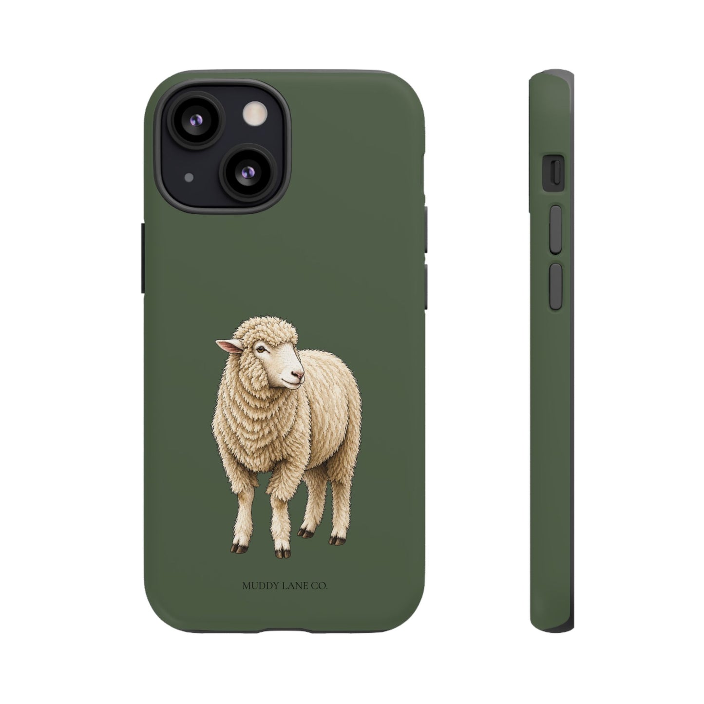 Sheep Tough Phone Case in Forest Green Matte