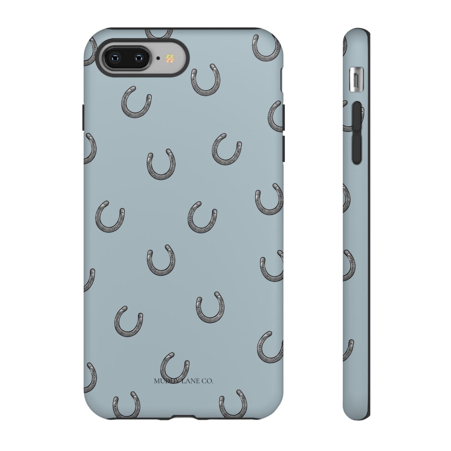 Horseshoe Pattern Tough Phone Case in Dusty Blue Matte
