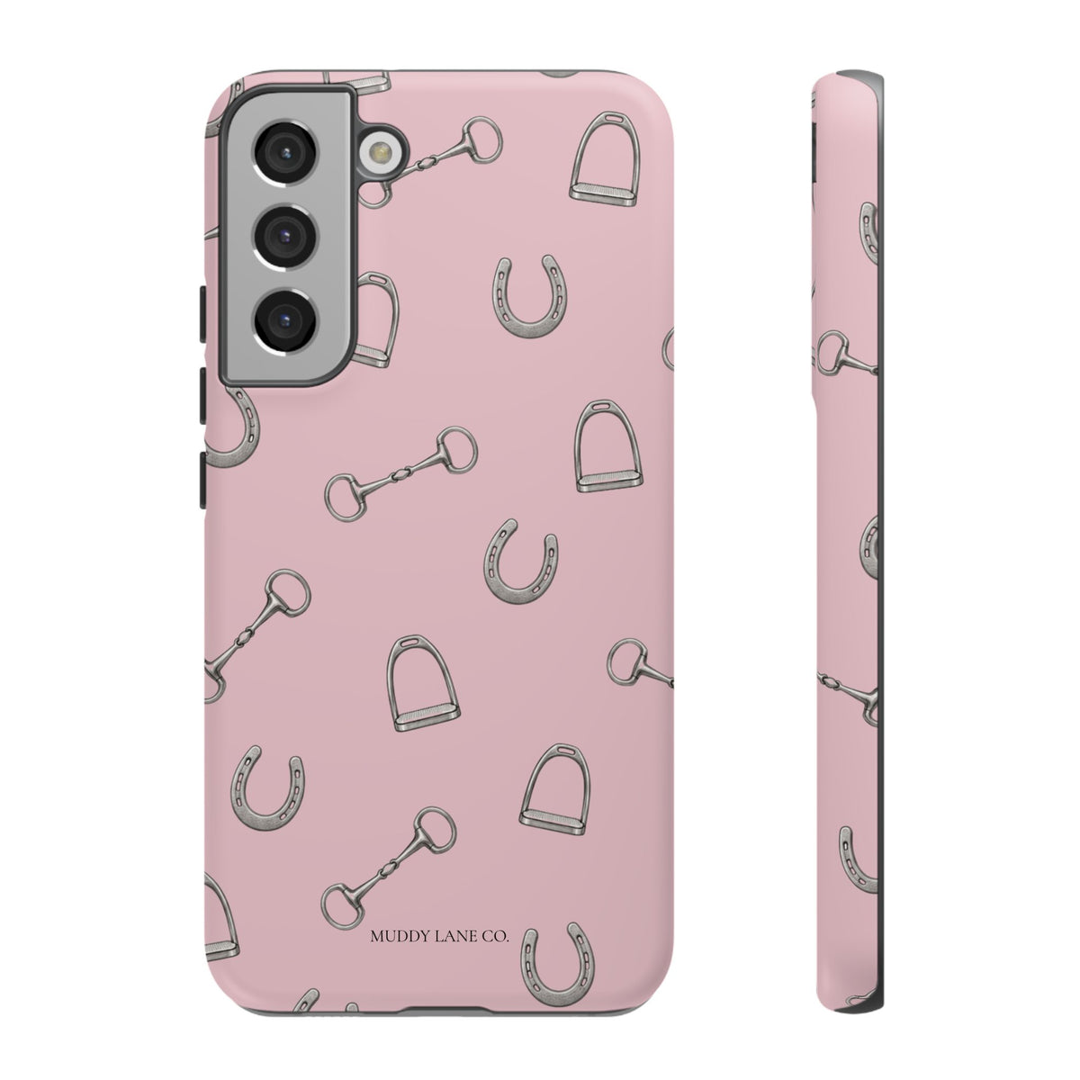 Tack Room Pattern Tough Phone Case in Soft Rosette Pink Matte