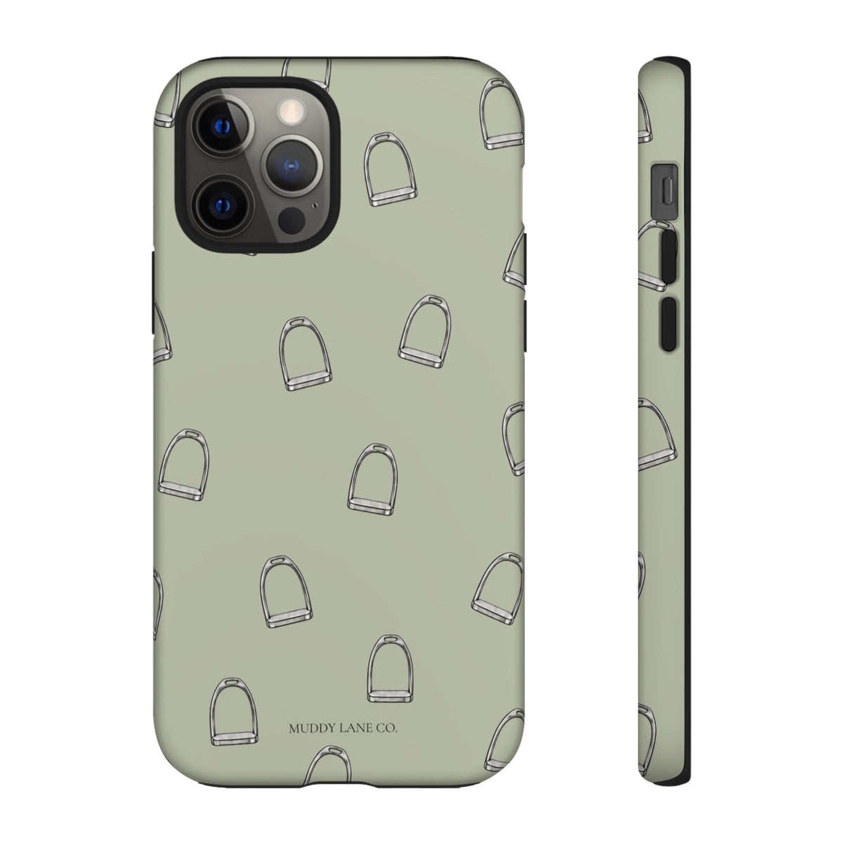 Stirrup Pattern Tough Phone Case in Light Sage Matte