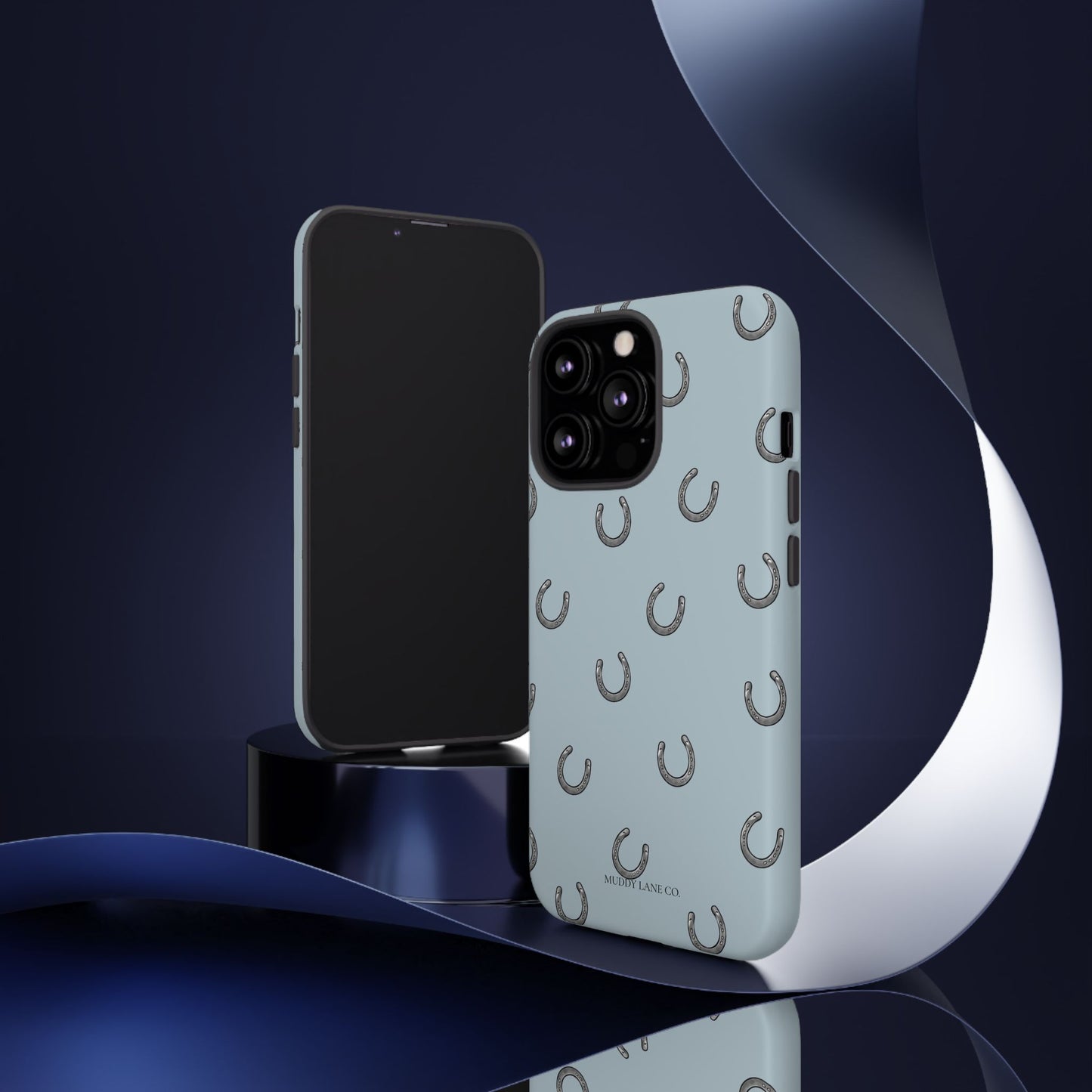 Horseshoe Pattern Tough Phone Case in Dusty Blue Matte