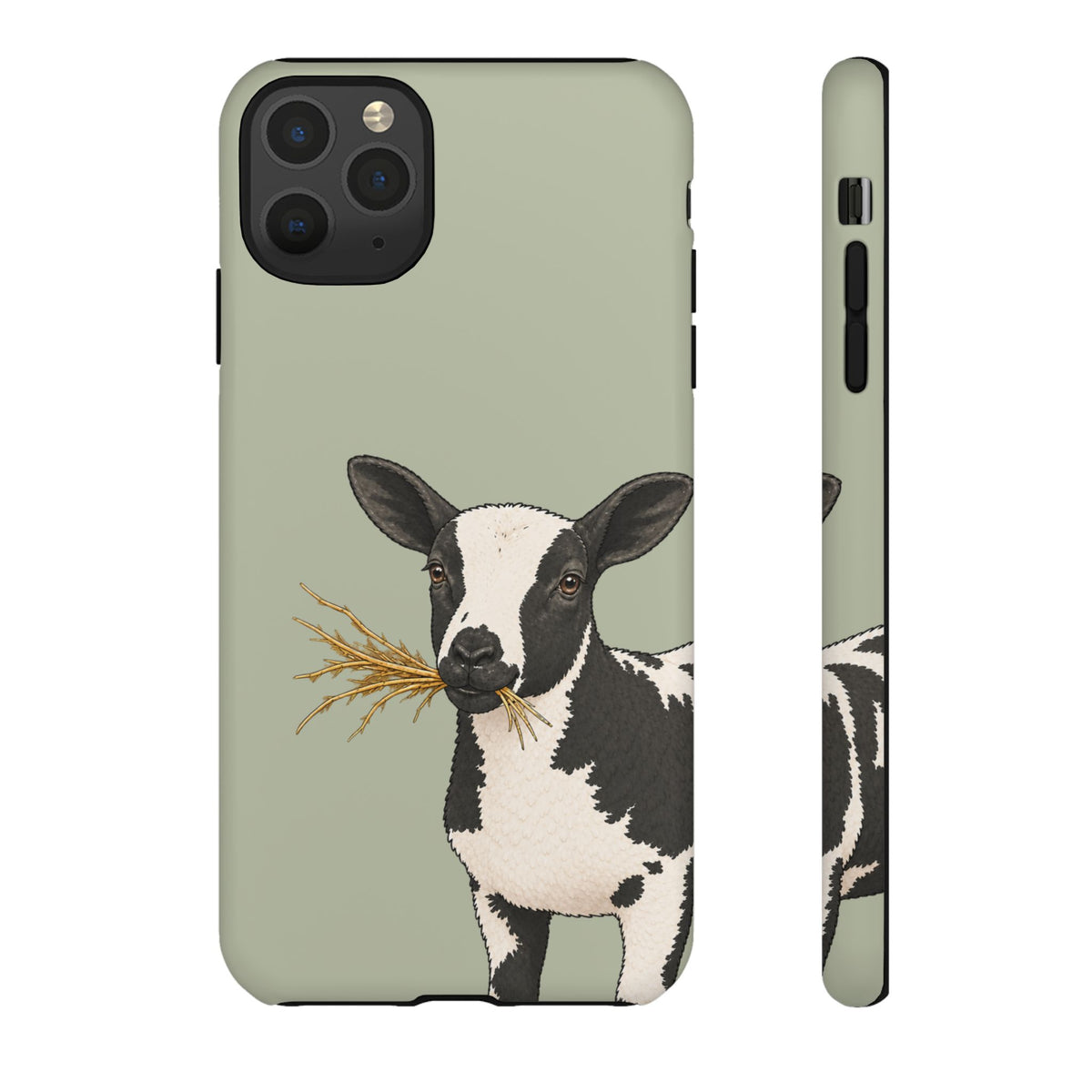 Dutch Spotted Sheep Close-Up Tough Phone Case in Light Sage Matte