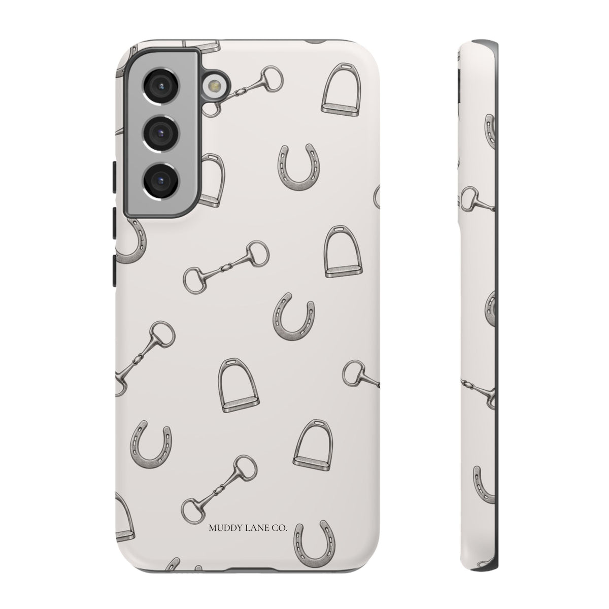 Tack Room Pattern Tough Phone Case in Warm Cream Matte