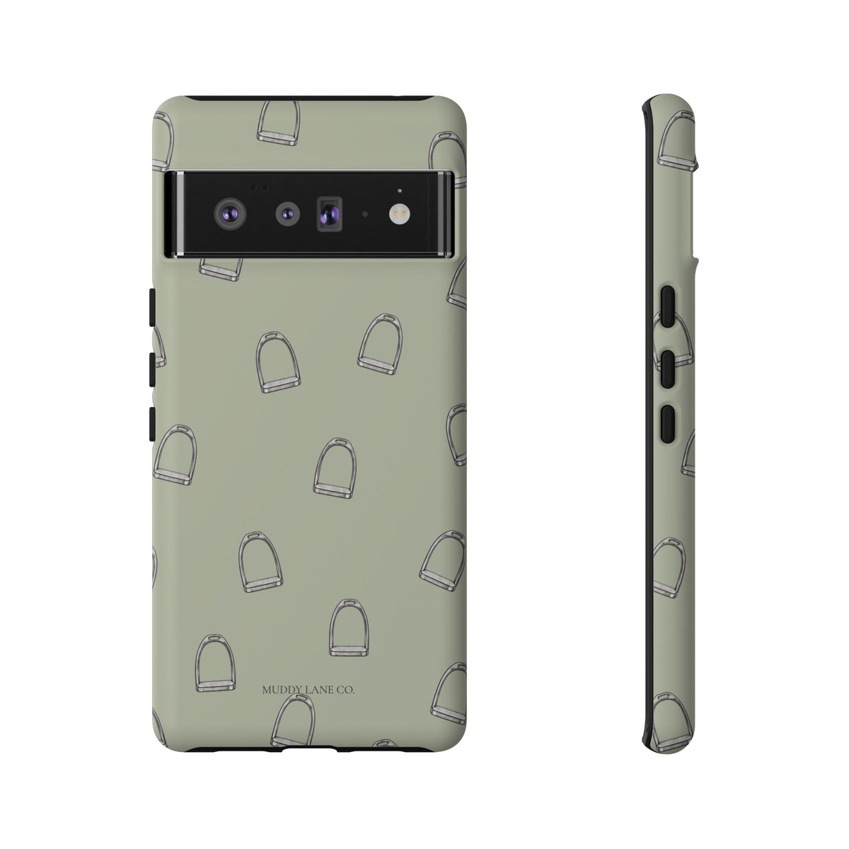 Stirrup Pattern Tough Phone Case in Light Sage Matte