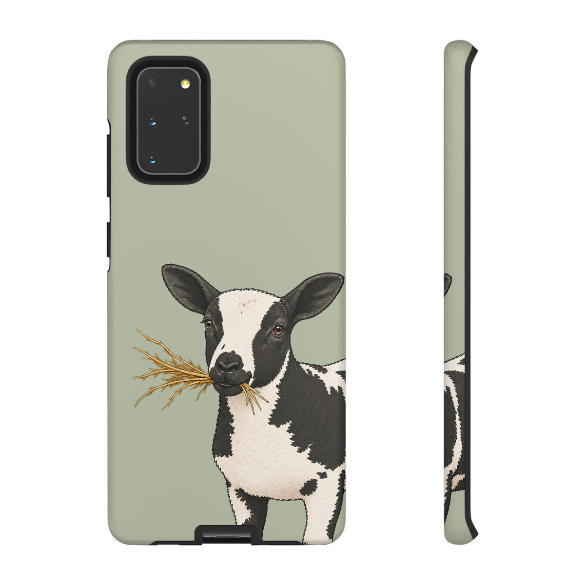 Dutch Spotted Sheep Close-Up Tough Phone Case in Light Sage Matte